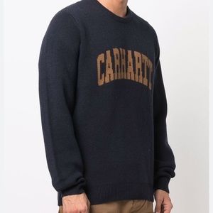 Carhartt WIP university script knitted sweater in navy! Size M fit S.